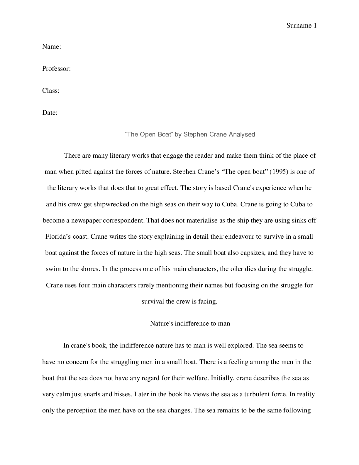 Preview image for “The Open Boat” by Stephen Crane Analysed